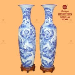 Lộc Bình 1M4 Men Lam Bách Điểu Trầu Hoàng