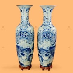 Lộc Bình Béo 1M6 Men Lam Phúc Đức